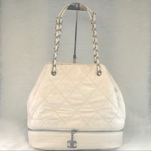 CHANEL Surpique Drawstring Bucket Bag
